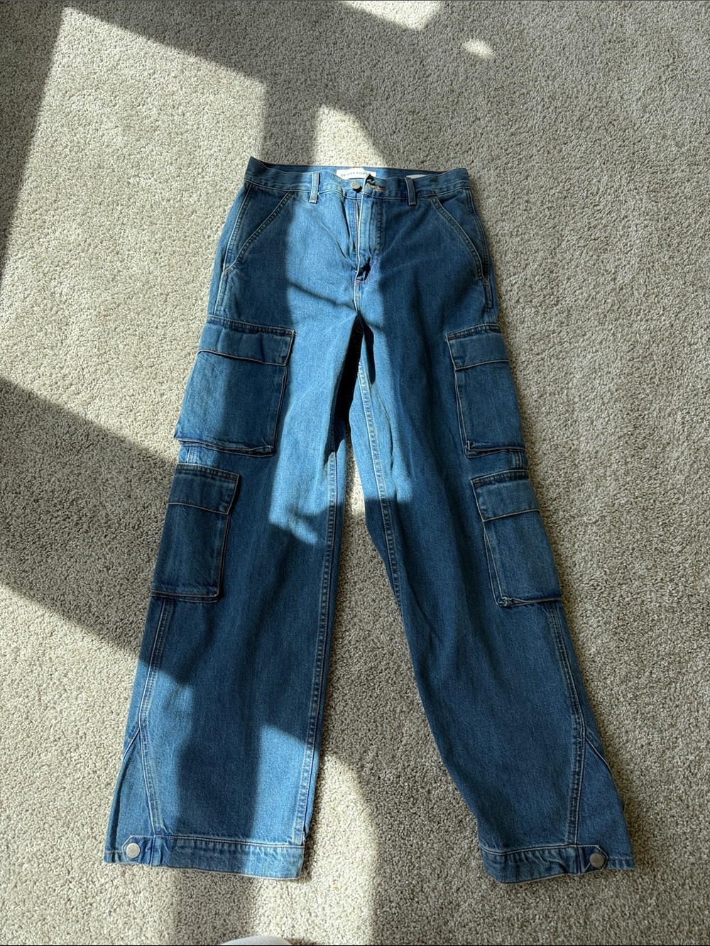 Aritzia Women's High-Rise Blue Cargo Jeans